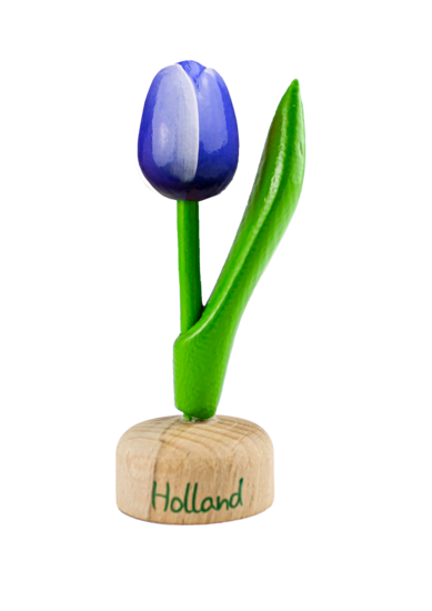 Kleine tulp op voet - 8 cm - blauw wit - Holland