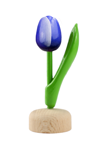 Kleine tulp op voet - 8 cm - blauw wit