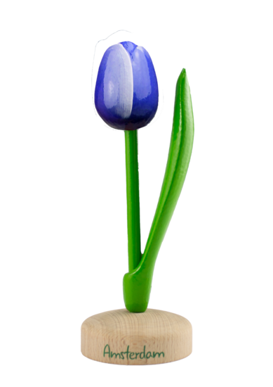 Grote tulp op voet - 20 cm - blauw wit - Amsterdam