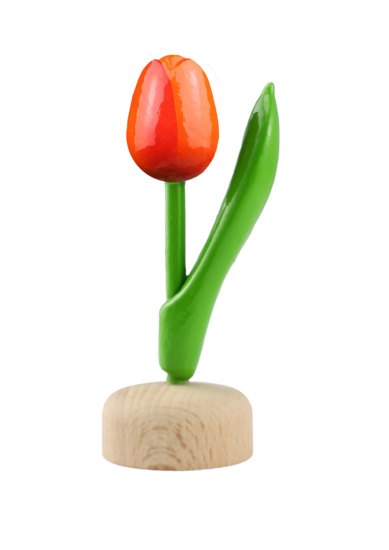 Kleine tulp op voet - 8 cm - oranje rood
