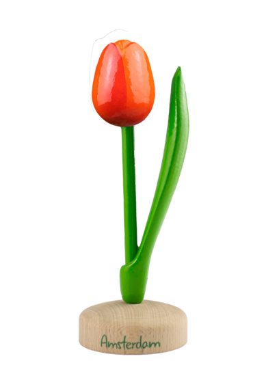 Grote tulp op voet - 20 cm - oranje rood - Amsterdam