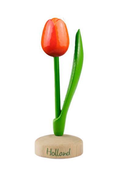 Grote tulp op voet - 20 cm - oranje rood - Holland