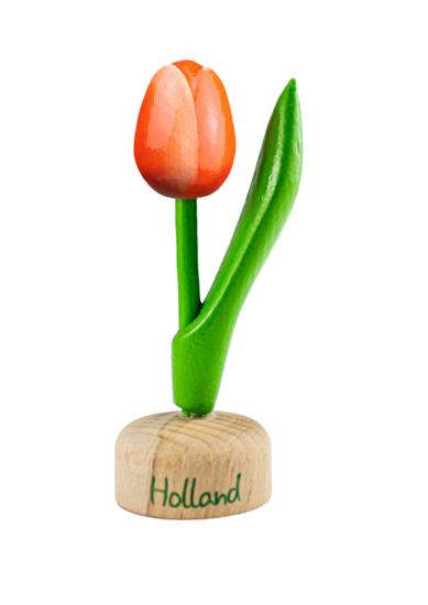 Kleine tulp op voet - 8 cm - oranje wit - Holland