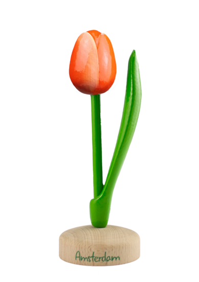 Grote tulp op voet - 20 cm - oranje wit - Amsterdam
