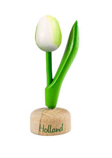 Kleine tulp op voet - 8 cm - wit groen - Holland