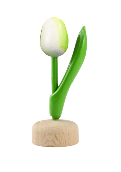 Kleine tulp op voet - 8 cm - wit groen