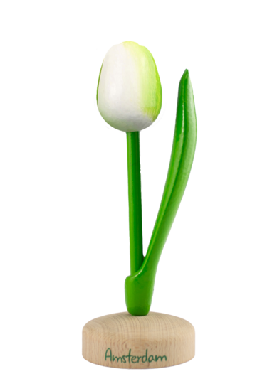 Grote tulp op voet - 20 cm - wit groen - Amsterdam