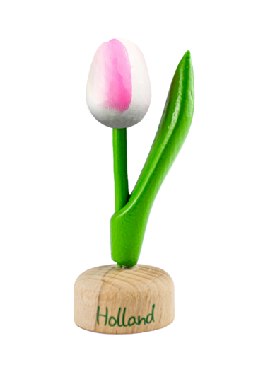 Kleine tulp op voet - 8 cm - wit roze - Holland