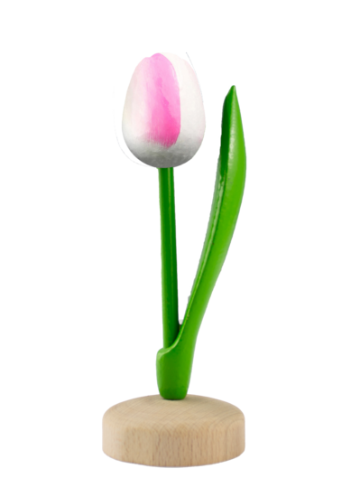 Grote tulp op voet - 20 cm - wit roze