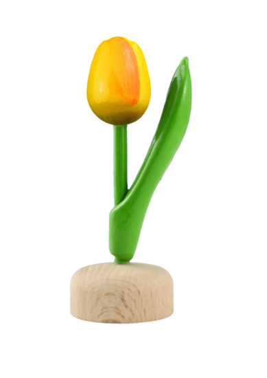 Kleine tulp op voet - 8 cm - geel oranje