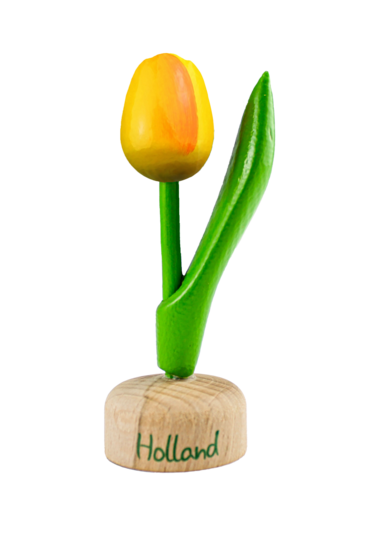 Kleine tulp op voet - 8 cm - geel oranje - Holland