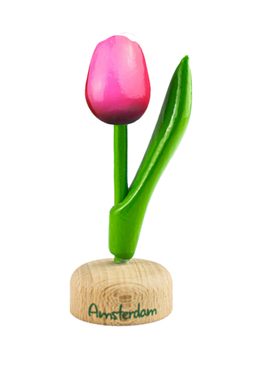 Kleine tulp op voet - 8 cm - roze rood - Amsterdam