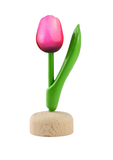 Kleine tulp op voet - 8 cm - roze rood