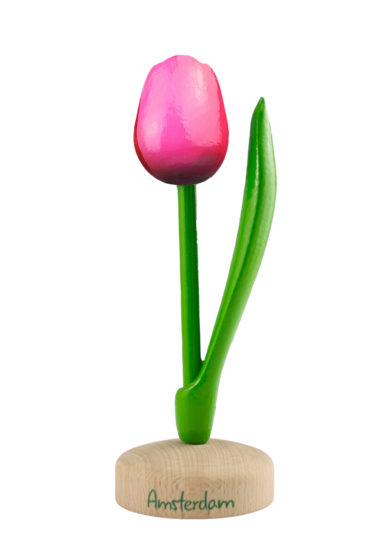 Grote tulp op voet - 20 cm - roze rood - Amsterdam