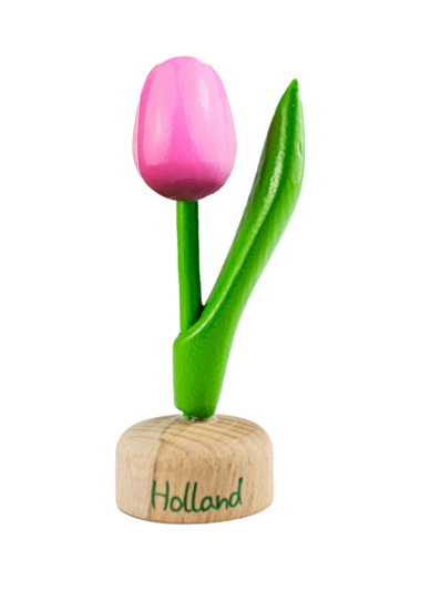 Kleine tulp op voet - 8 cm - roze wit - Holland