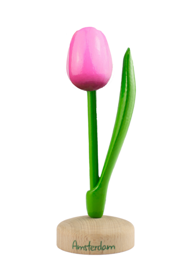 Grote tulp op voet - 20 cm - roze wit - Amsterdam
