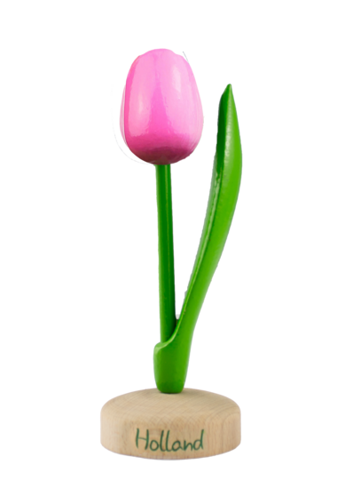 Grote tulp op voet - 20 cm - roze wit - Holland