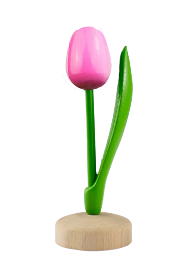 Grote tulp op voet - 20 cm - roze wit