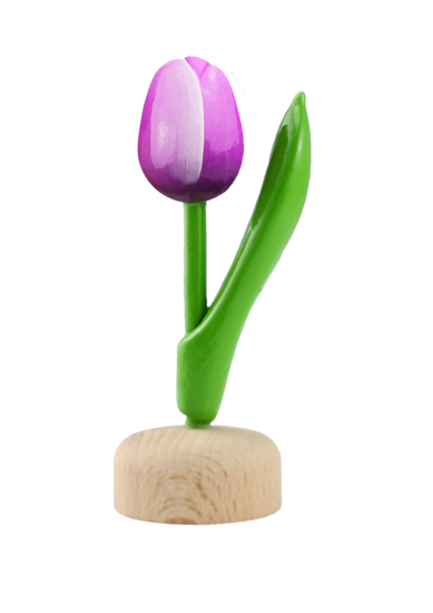 Kleine tulp op voet - 8 cm - paars wit