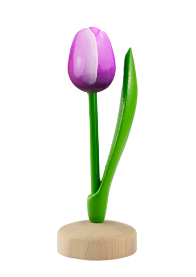 Grote tulp op voet - 20 cm - paars wit