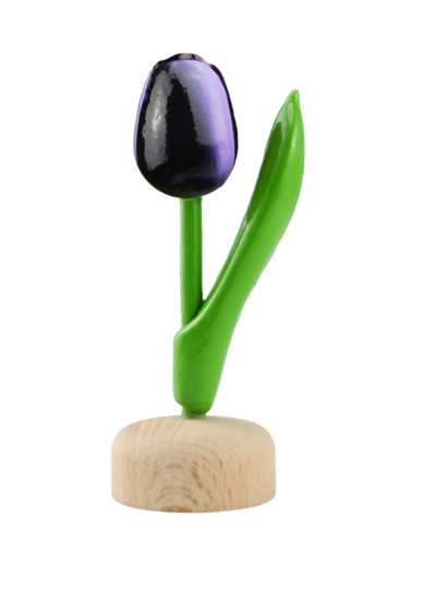 Kleine tulp op voet - 8 cm - aubergine wit