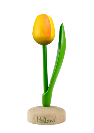 Grote tulp op voet - 20 cm - geel oranje - Holland