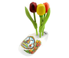 3 kleine tulpen in een groot klompje - wit - 10 cm