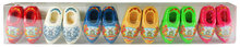 Blister 6 magneten 2 klompjes - 4 cm - rood- Delfts blauw- blauw- geel- lime- roze
