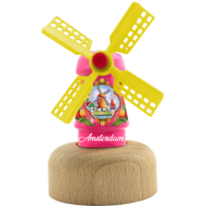 Kleine Windm&uuml;hle auf Stab - 5,5 cm, rosa, Amsterdam
