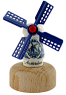 Kleine molen op voet. 5,5 cm, delftsblauw, Amsterdam