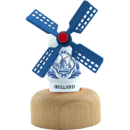 Kleine molen op voet. 5,5 cm, delftsblauw, Holland