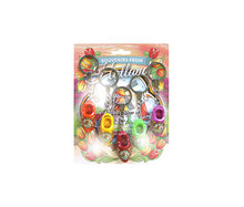 Blister 4 key ring 1 clog - 4 cm - red, Delft blue, blue, orange