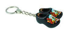 Sleutelhanger 2 klompjes - 4 cm - zwart - molen 5