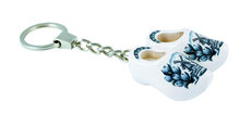 Sleutelhanger 2 klompjes - 4 cm - Delfts blauw - molen 5