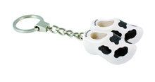 Sleutelhanger 2 klompjes - 4 cm - wit - koe