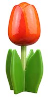 Grote tulp op blad - 14 cm - oranje rood