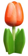 Grote tulp op blad - 14 cm - oranje wit