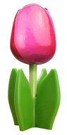 Grote tulp op blad - 14 cm - roze rood