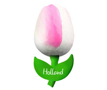 Kleine tulp magneet - 6 cm - wit roze - Holland