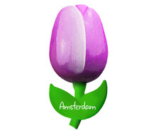 Kleine tulp magneet - paars wit - Amsterdam - 6 cm