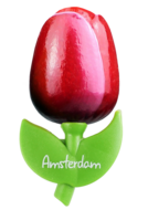 Grote tulp magneet - 9 cm - rood wit - Amsterdam