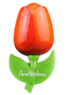 Grote tulp magneet - 9 cm - oranje rood -Amsterdam