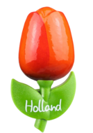 Grote tulp magneet - 9 cm - oranje rood - Holland
