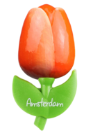 Grote tulp magneet - 9 cm - oranje wit -Amsterdam