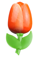 Grote tulp magneet - 9 cm - oranje wit