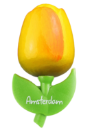Grote tulp magneet - 9 cm - geel oranje - Amsterdam