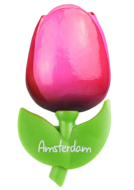 Grote tulp magneet - roze rood - Amsterdam - 9 cm