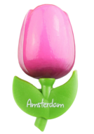 Grote tulp magneet - roze wit - Amsterdam - 9 cm