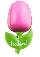 Grote tulp magneet - roze wit - Holland - 9 cm