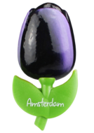 Grote tulp magneet - aubergine wit - Amsterdam - 9 cm